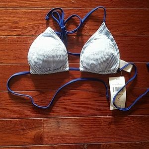 Lauren James blue seersucker bikini top